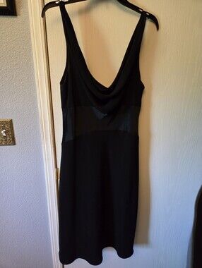 Jones New York Black V Cowl Neck Midi Dress